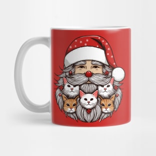 Funny Santa Beard Full of Cats Mug